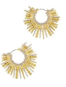 18k Gold Sunburst Hoop Earrings