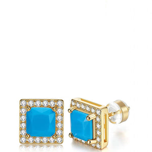 18k Gold Plated Turquoise Stud Earrings