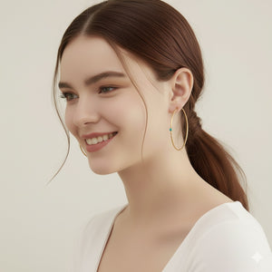 18k Gold Turquoise Hoop Earrings