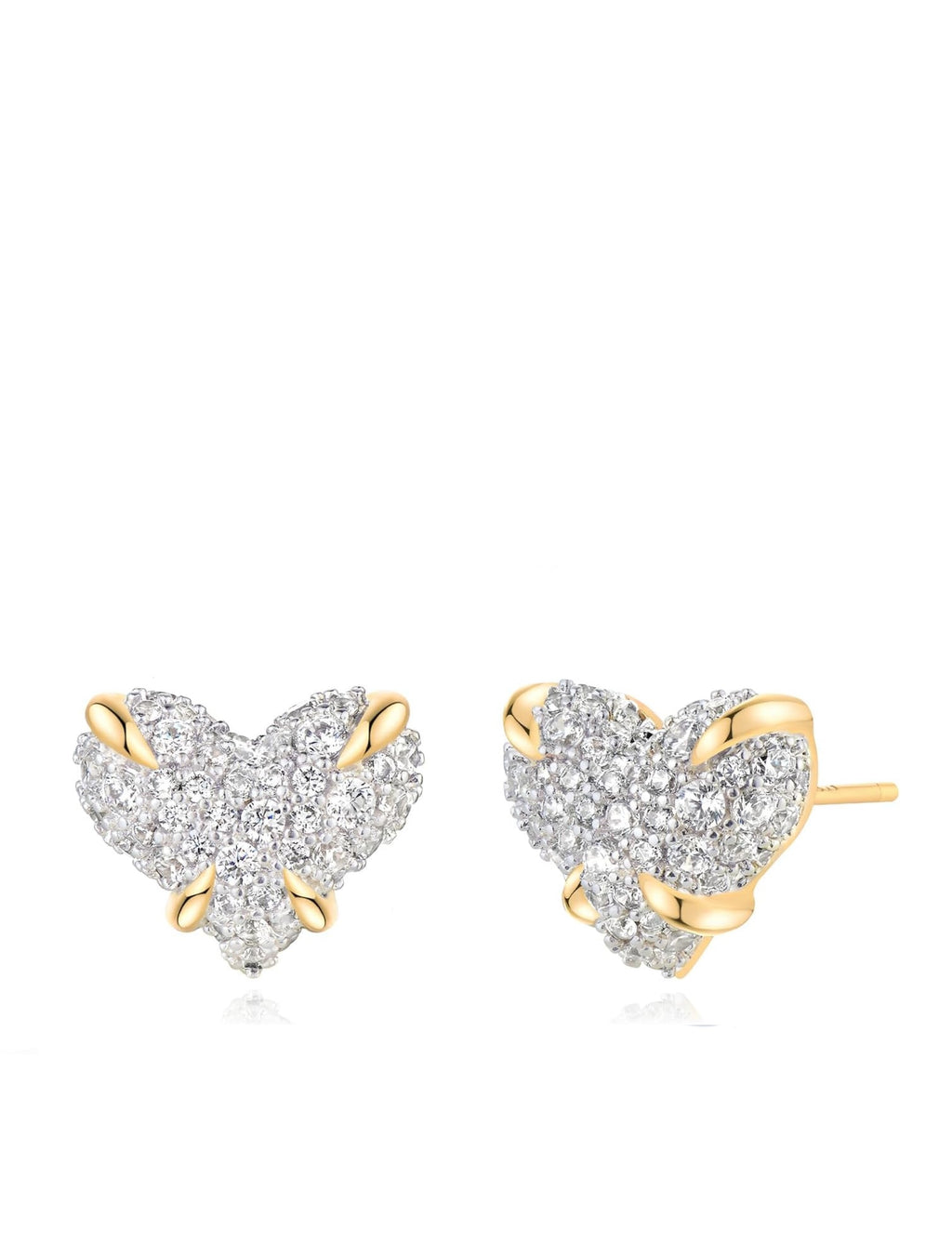 18K Gold Embellished Heart Stud Earrings