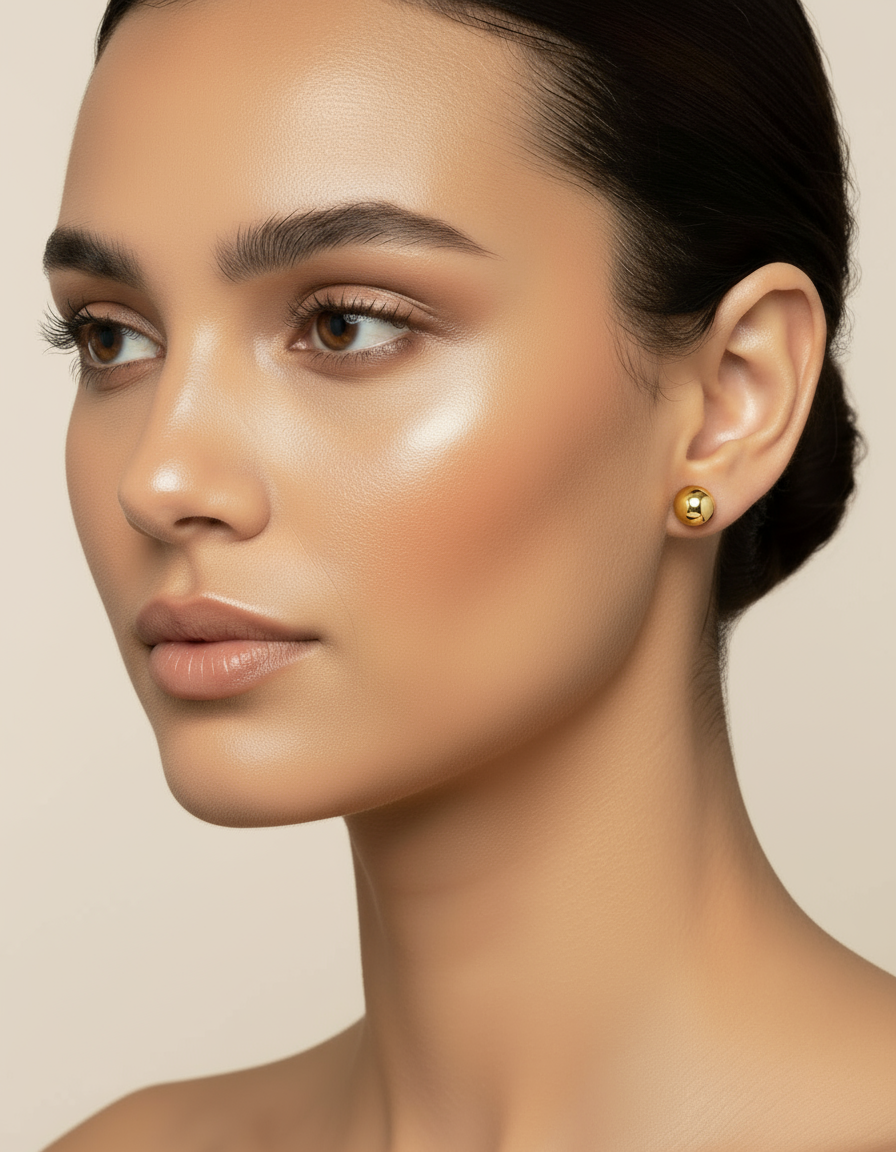 14K Solid Gold Polished Stud Earrings