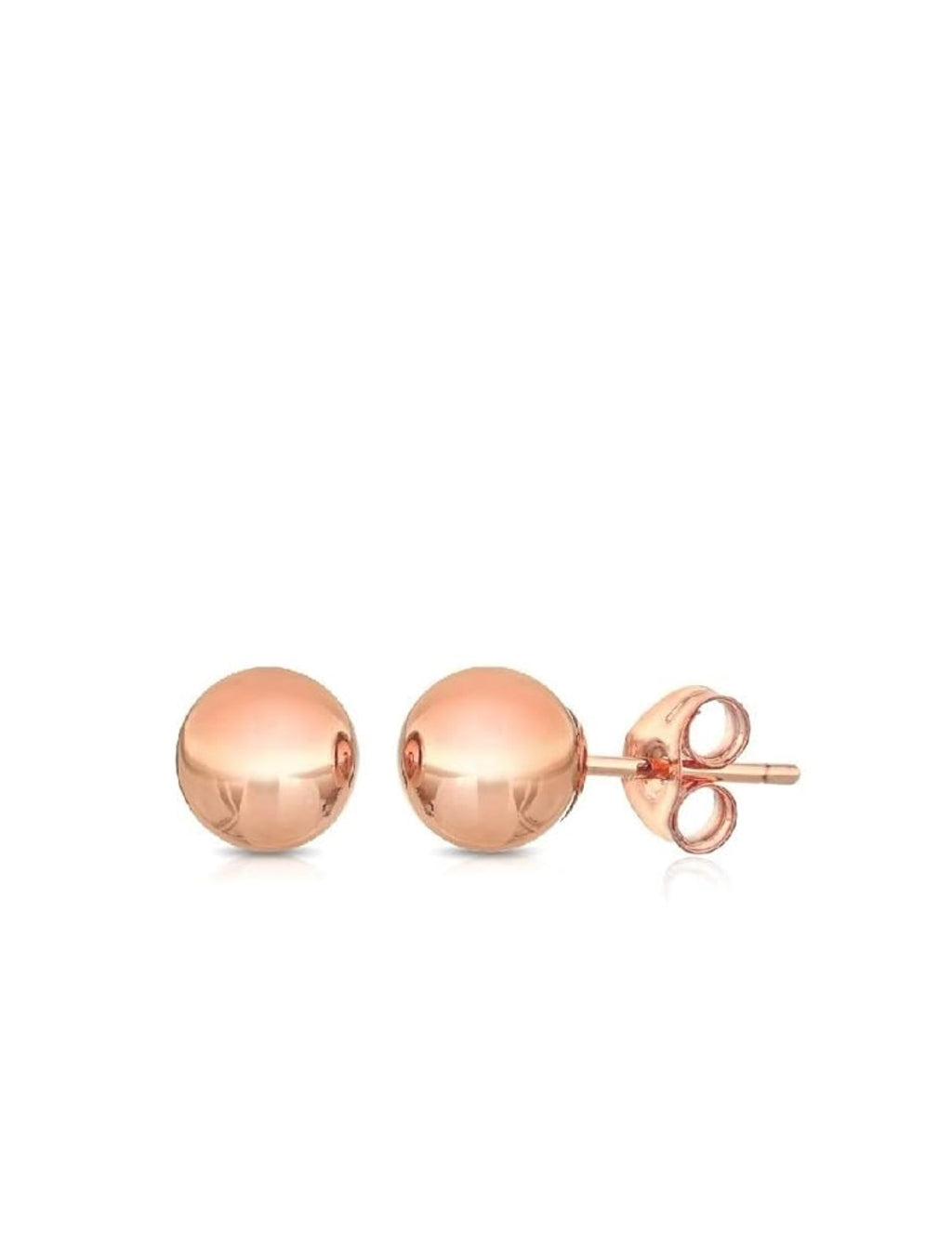 14K Solid Rose Gold Polished Stud Earrings - Liv Oliver