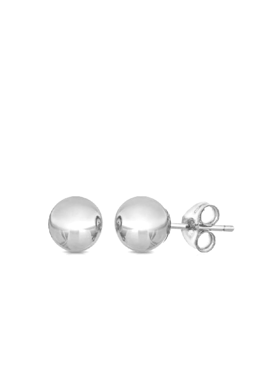 14K Solid White Gold Polished Stud Earrings - Liv Oliver
