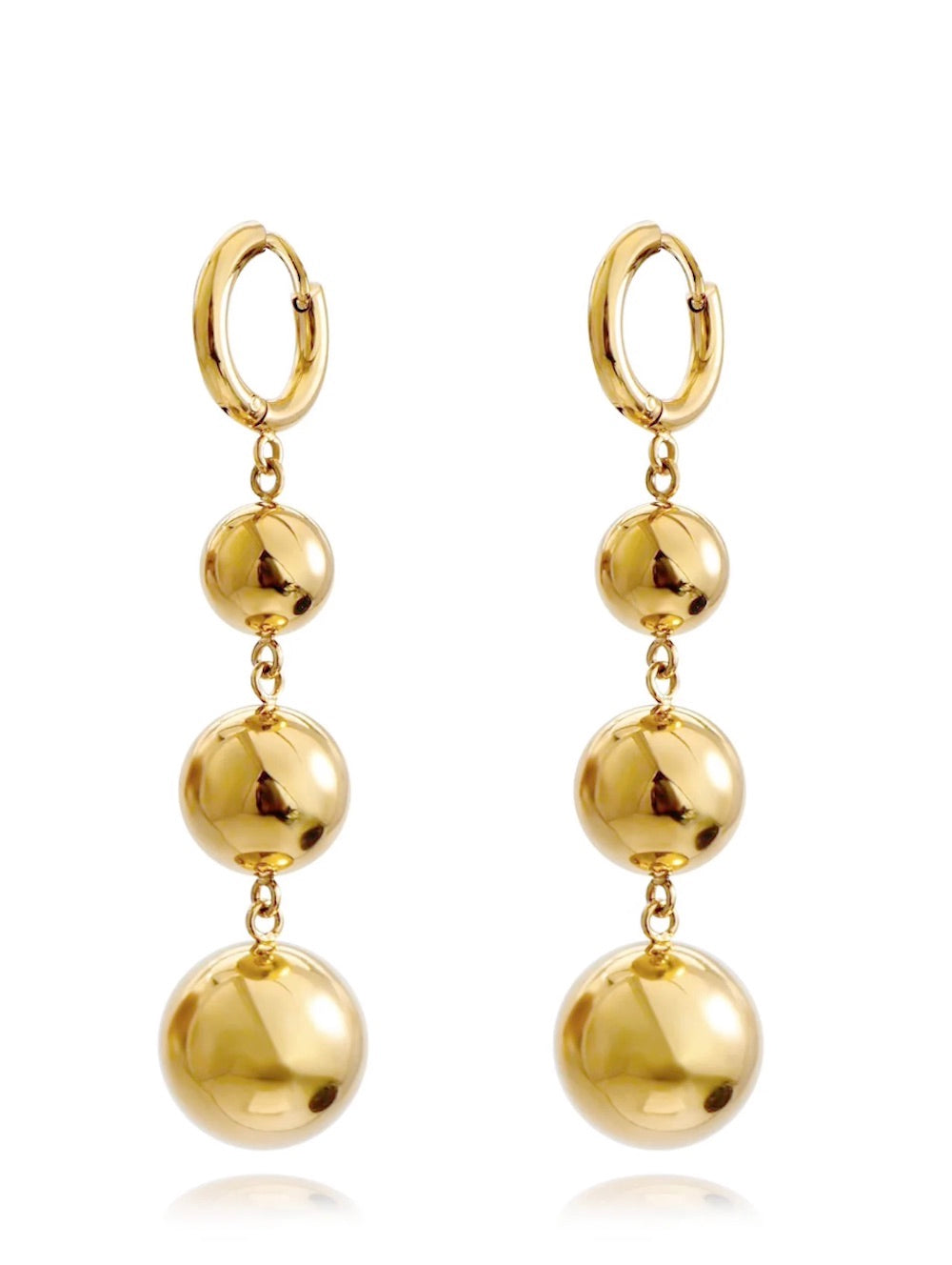18k gold Multi Polished Drop Earrings