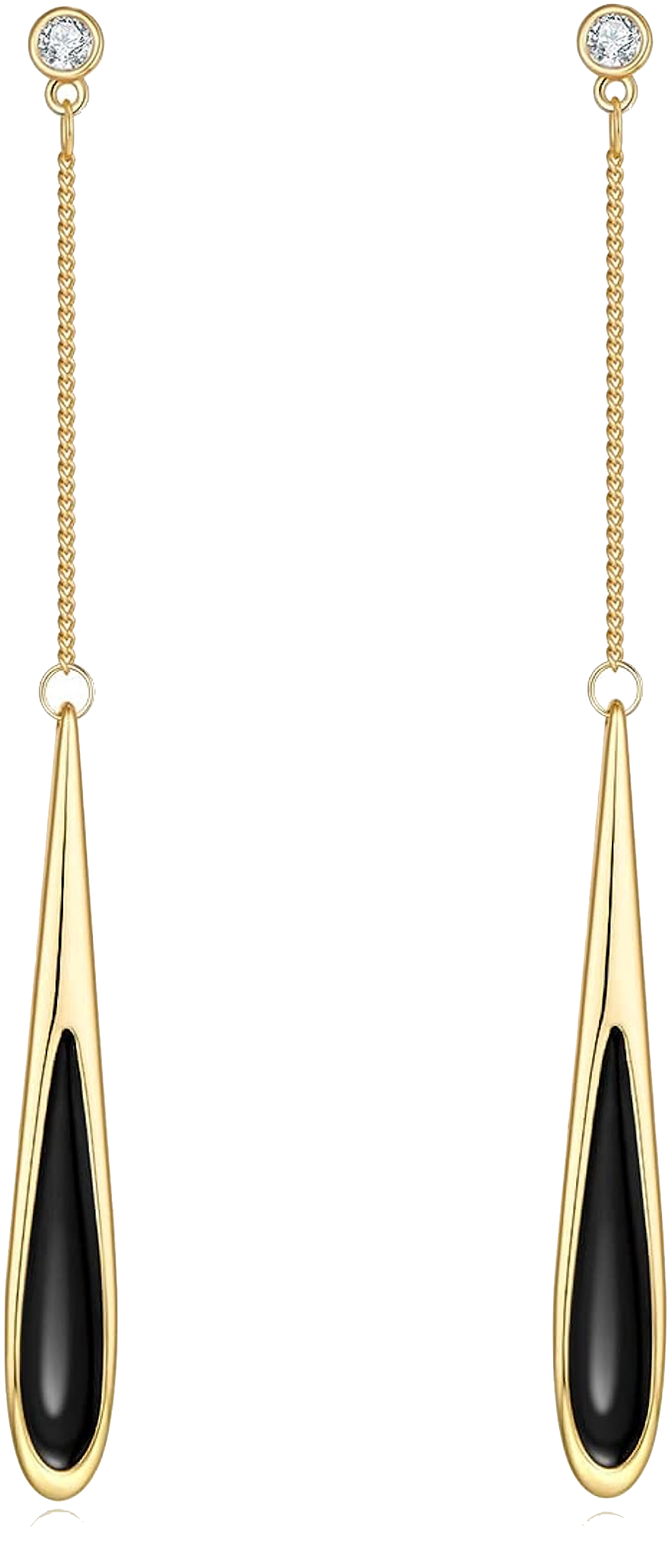 18K Gold Black Onyx Tear Drop Earrings