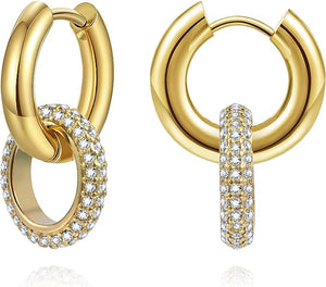 18k gold Embellished Circle Link Earrings