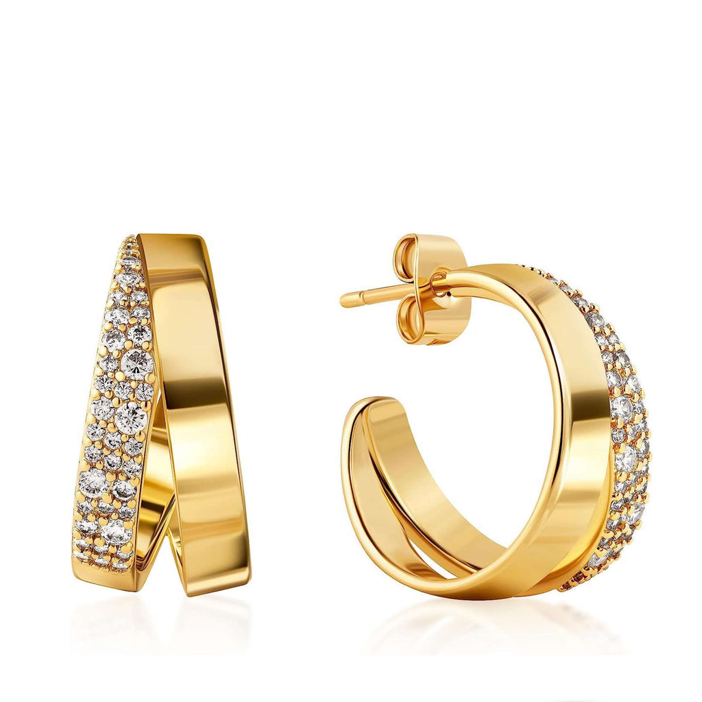 18k gold Embellished & Polished Hoop Earrings