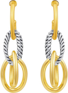 18k Gold Textured & Polished Drop Earrings