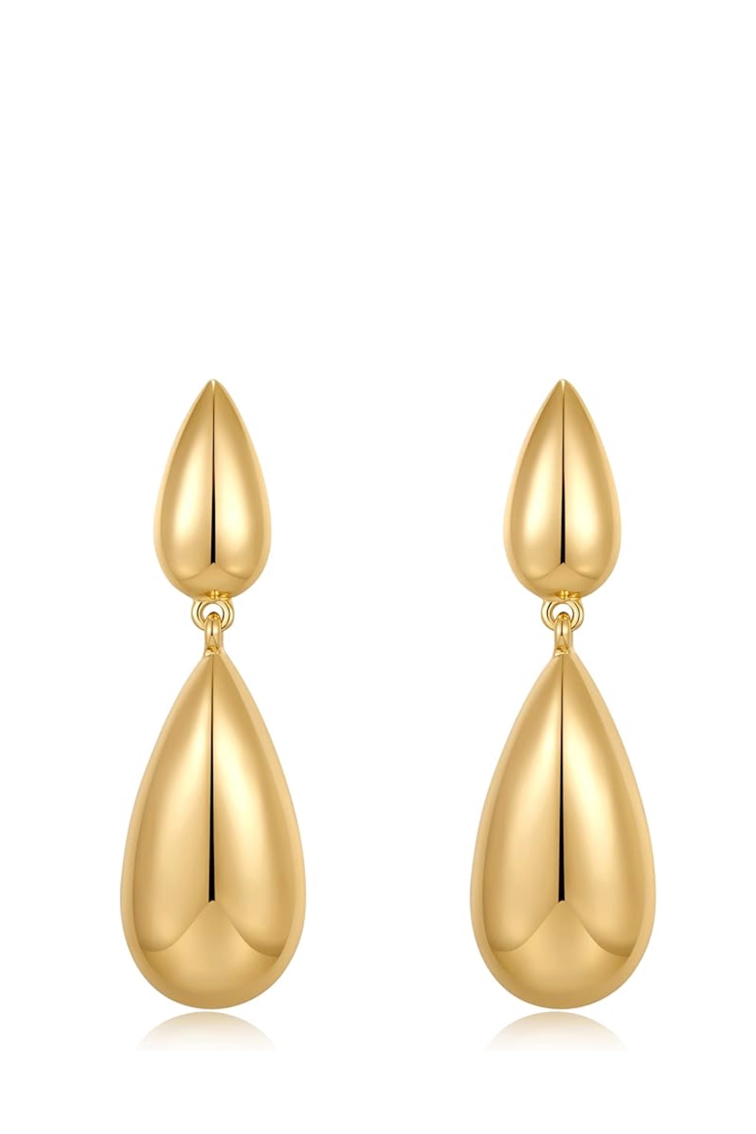 18k gold Long Modern Tear Drop Earrings
