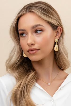 18k gold Long Modern Tear Drop Earrings