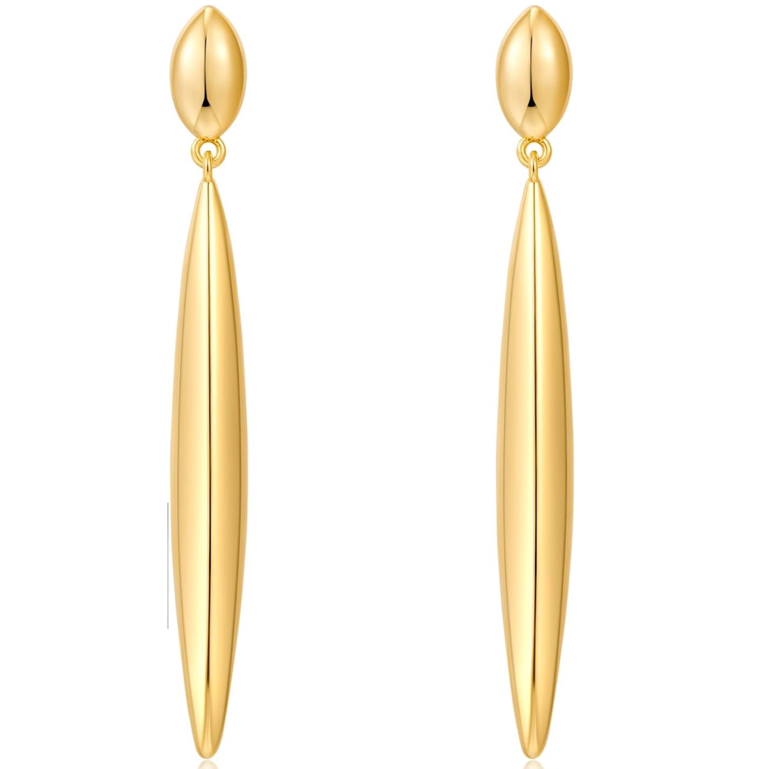 18k gold Long Modern Tear Drop Earrings
