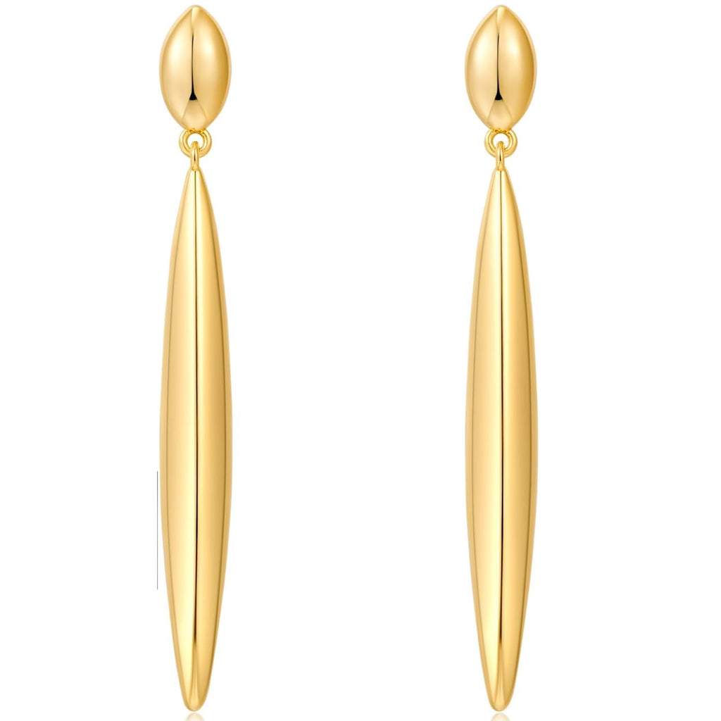 18k gold Long Modern Tear Drop Earrings