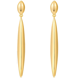 18k gold Long Modern Tear Drop Earrings