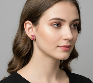 18k Gold Multi Color Gemstone Disc Earrings