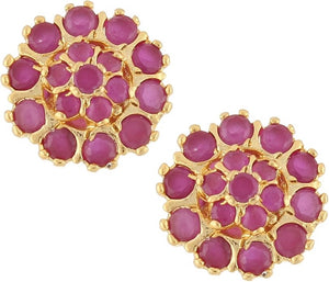 18k Gold Multi Color Gemstone Disc Earrings - Liv Oliver