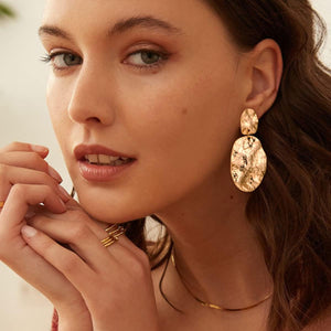 18k gold double Hammer Drop Earrings