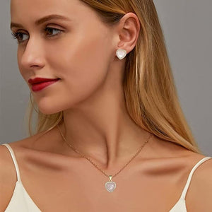 18K Gold Sea Blue Heart Stud Gemstone Earrings