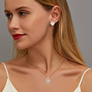 18K Gold Pink Heart Gemstone Necklace