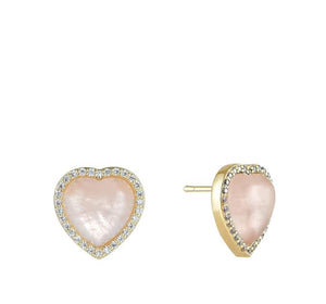 18K Gold Sea Blue Heart Stud Gemstone Earrings