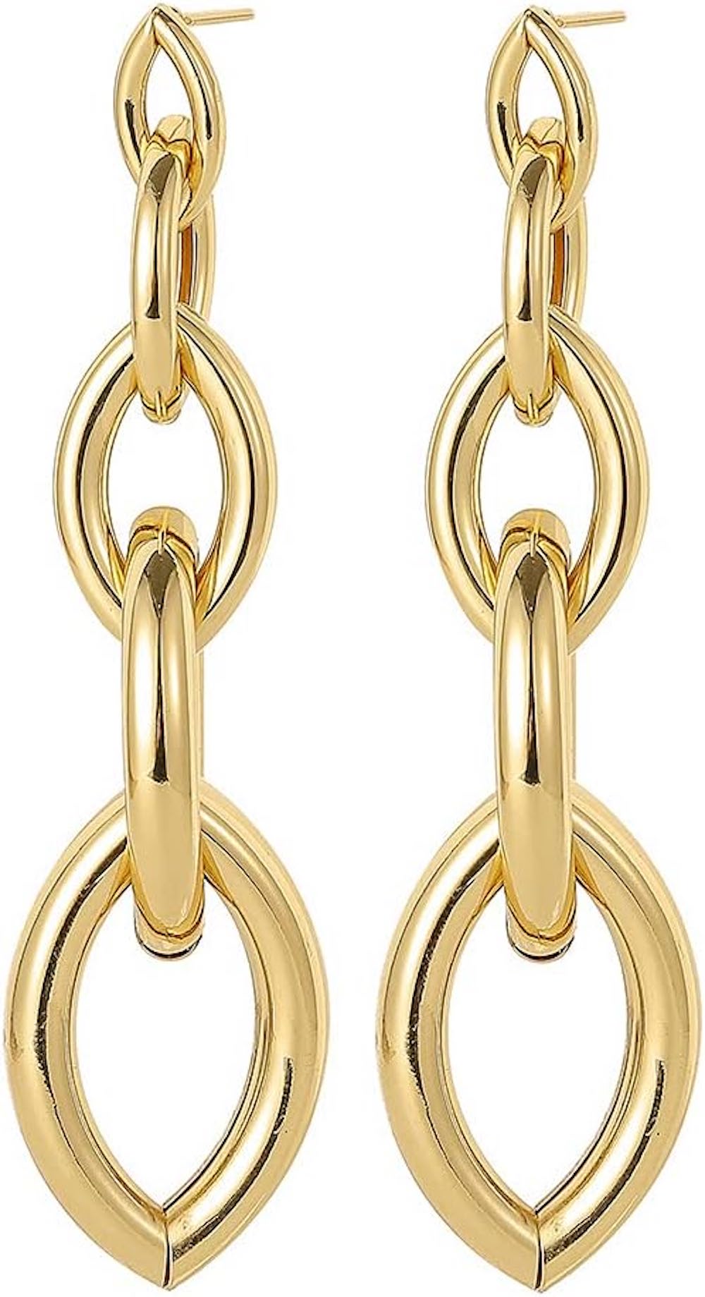 18k Gold Geometric Multi Link Earrings