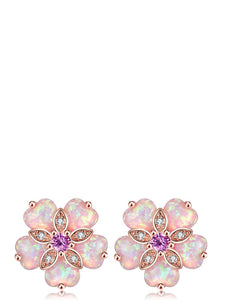 18K Rose Gold  Multi Pink Opal Stud Earrings