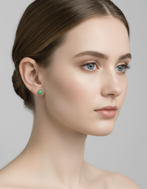 14k Solid Gold Jade Stud Earrings