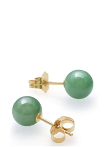 14k Solid Gold Jade Stud Earrings - Liv Oliver