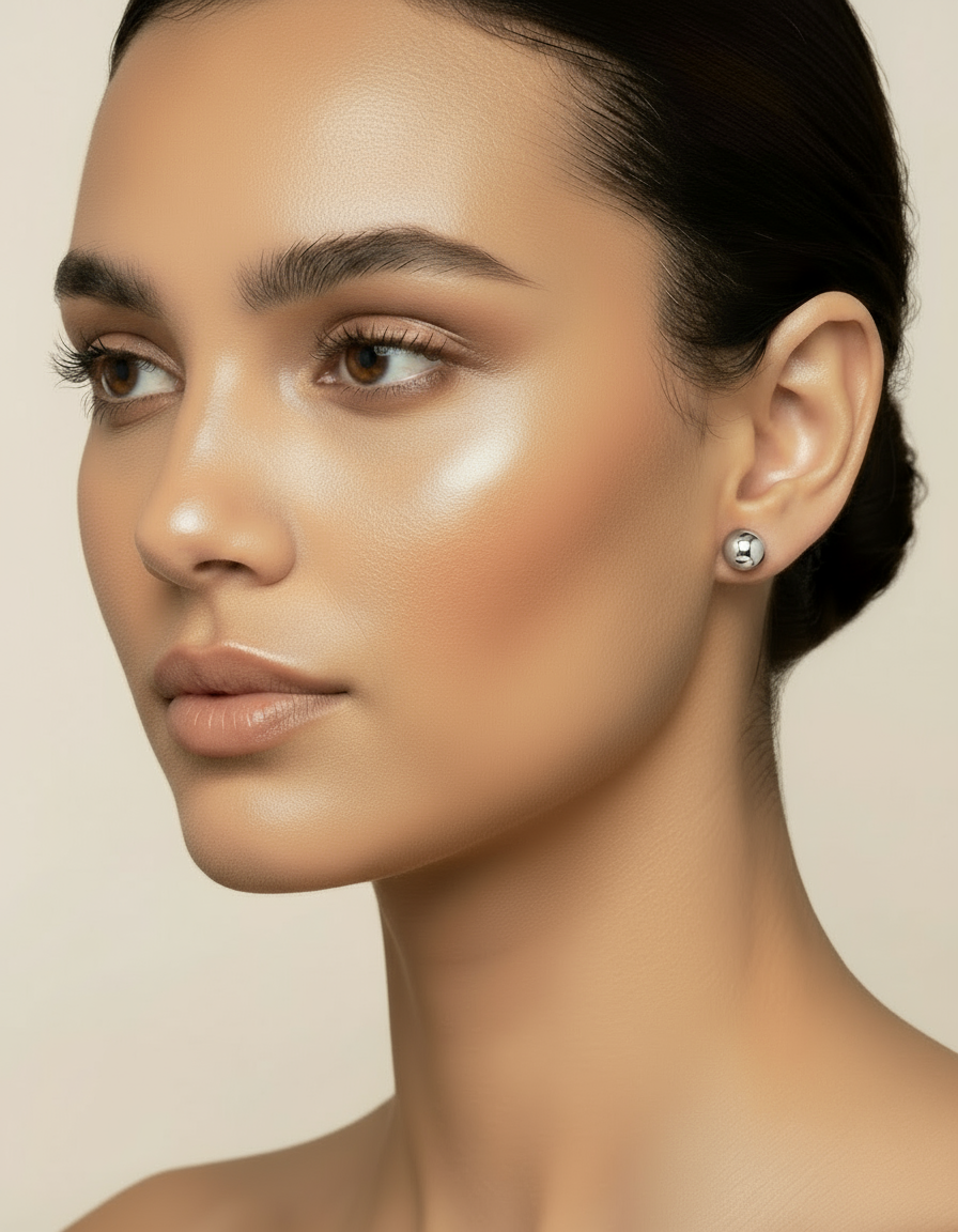 14K Solid White Gold Polished Stud Earrings