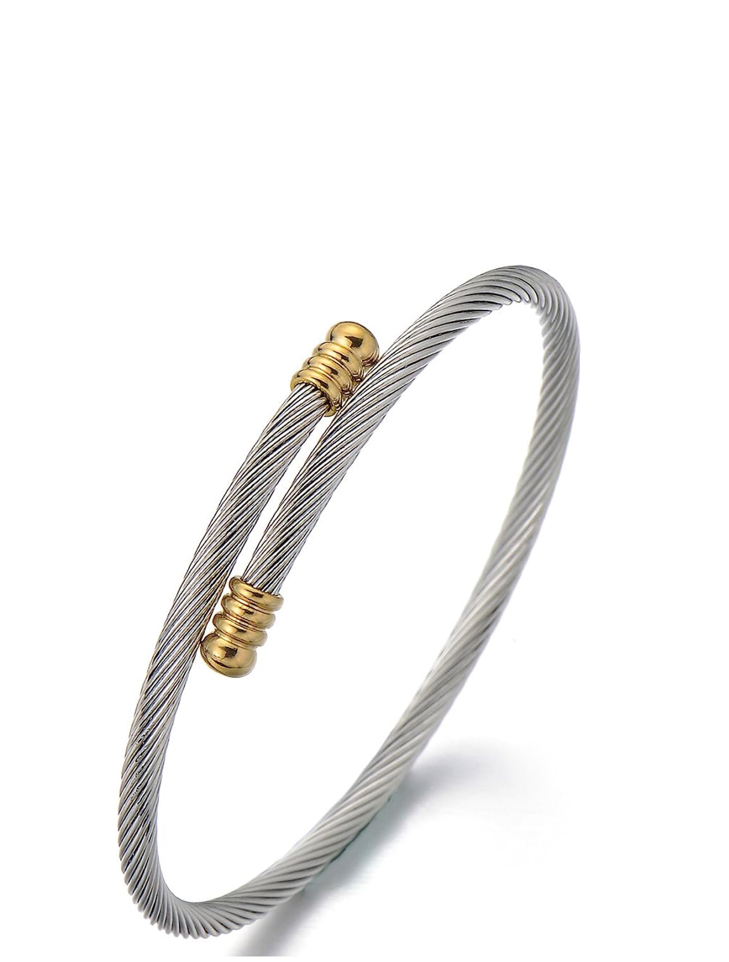 18K Gold & Silver two tone Bangle