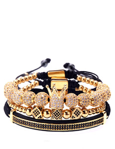 18k Gold & Black Cz Bracelet Set