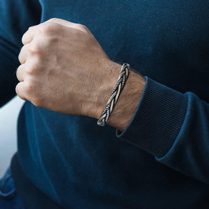 Silver Textured Cuff Bangle