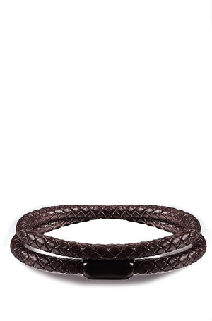 Black Woven Wrap Leather Bracelet