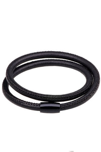 Black Woven Wrap Leather Bracelet