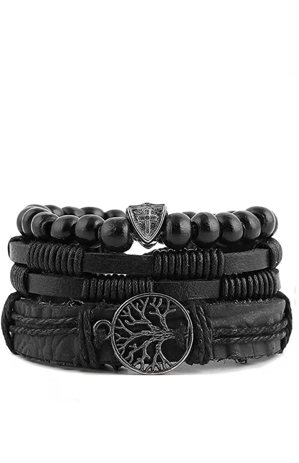 Brown Leather Bracelet Set