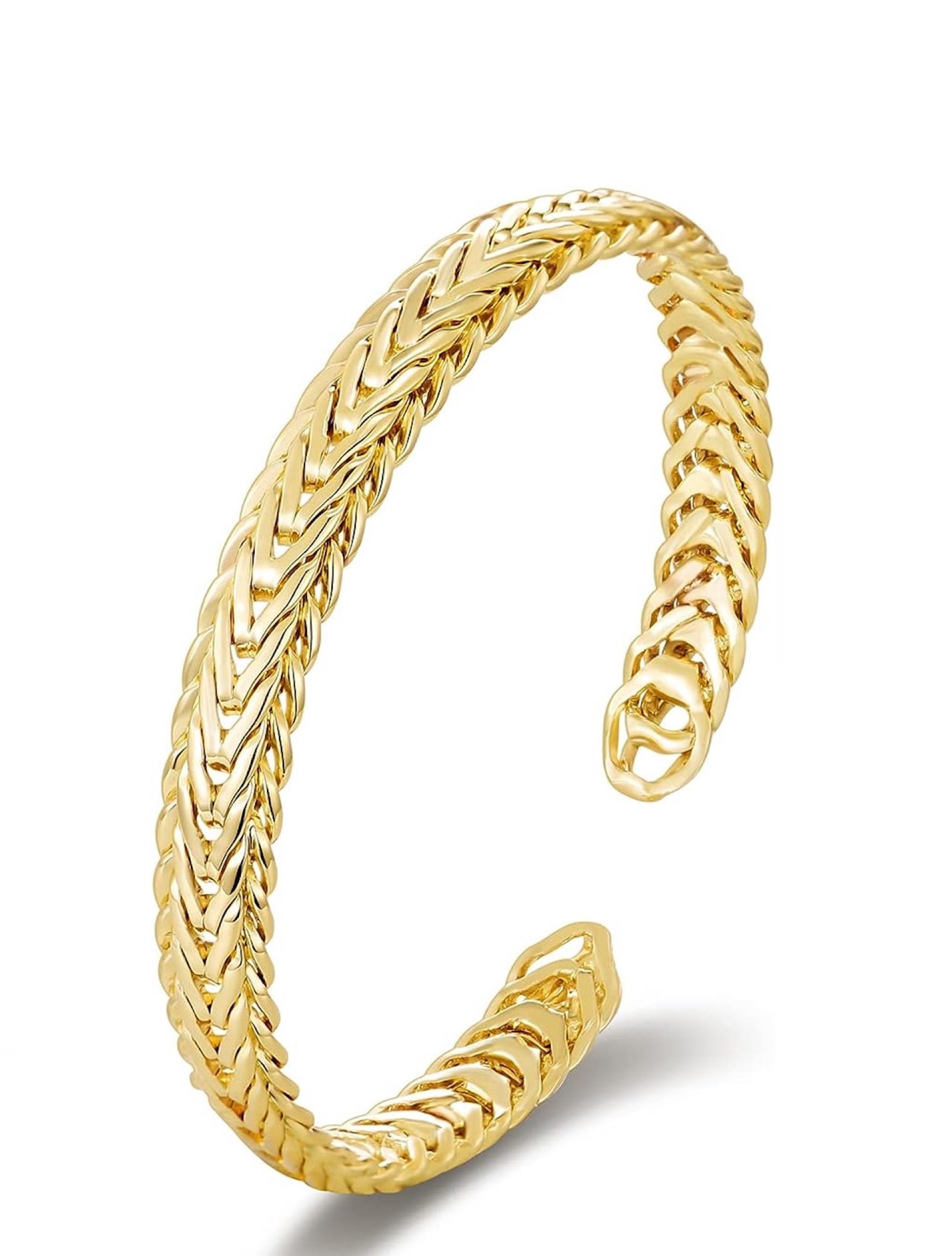 18K Gold Textured Cuff Bangle