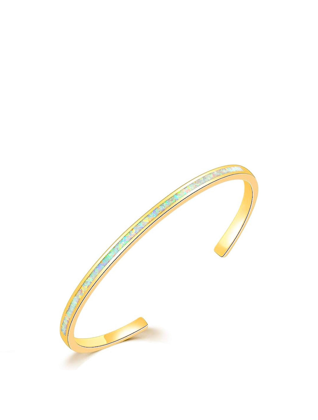 18K Gold Opal Cuff Bangle Bracelet