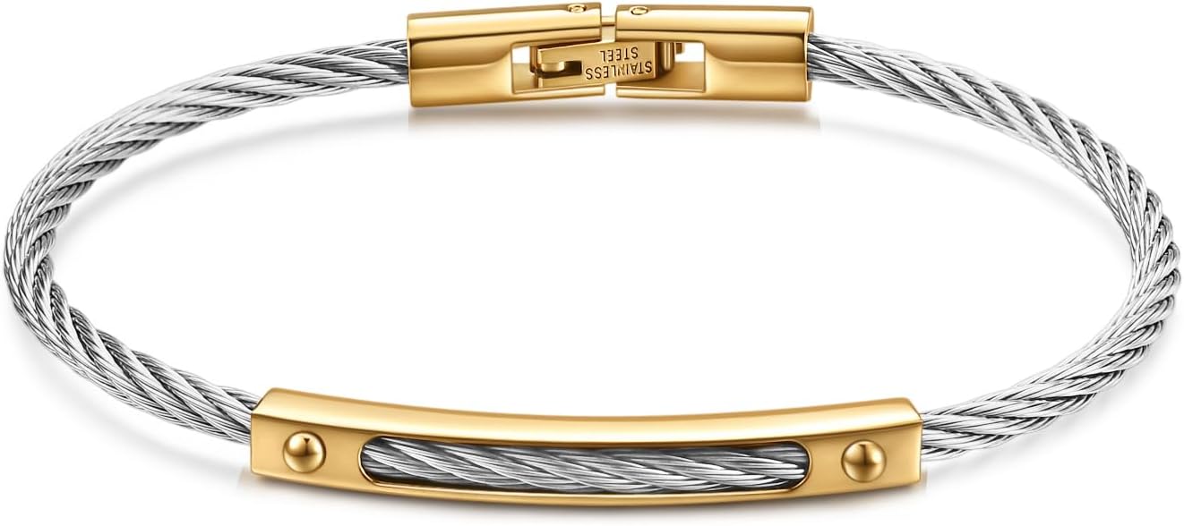 18K Gold & Silver two tone Classic Bangle