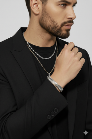18K Gold Textured Link Bracelet