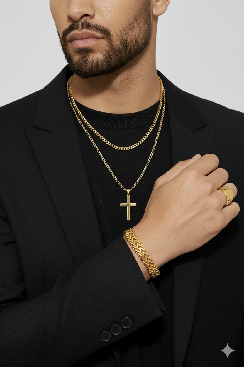 18K Gold Textured Link Bracelet