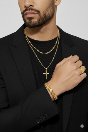 18K Gold Textured Link Bracelet
