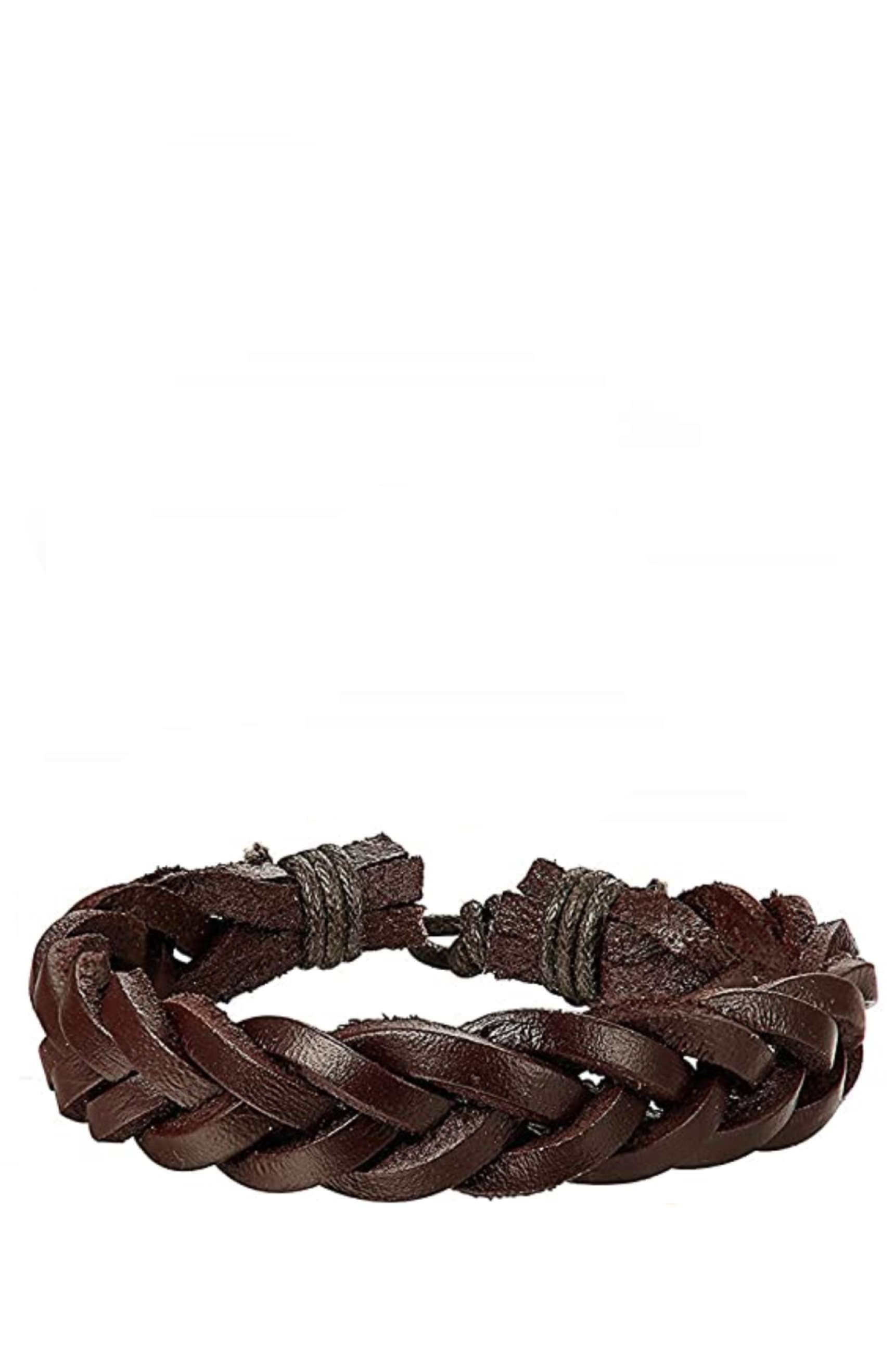 Brown Woven Adjustable Leather Bracelet - Liv Oliver