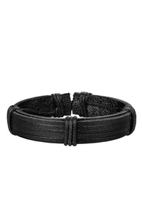Black Woven Adjustable Leather Bracelet