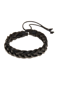 Brown Woven Adjustable Leather Bracelet - Liv Oliver