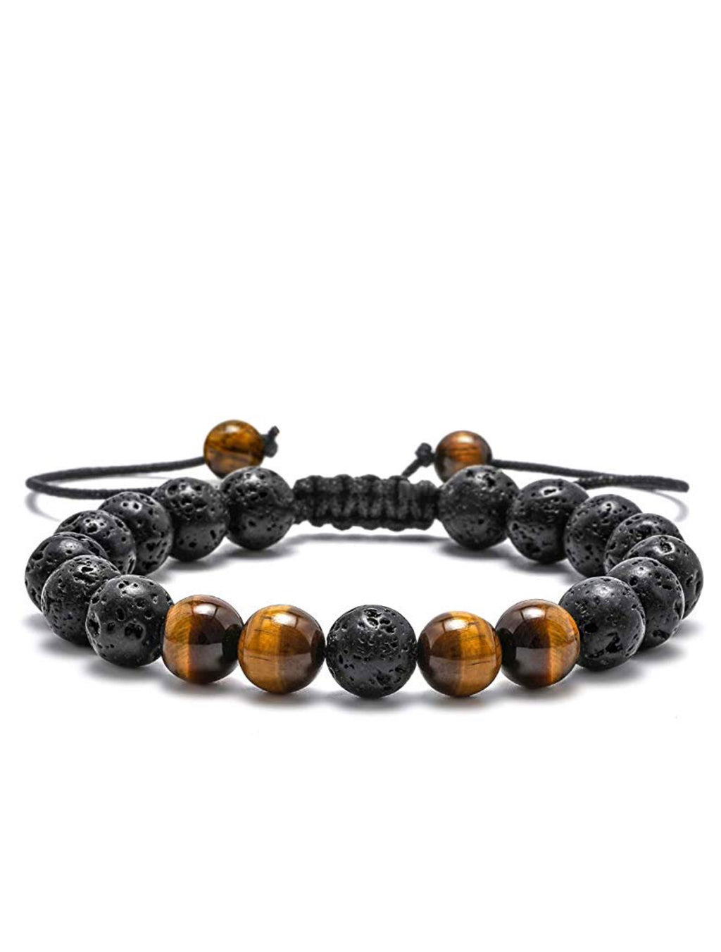 Lava & Tiger Eye Gemstone Adjustable Bracelet