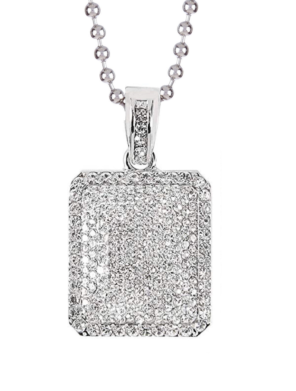 Silver Cz Tag Necklace