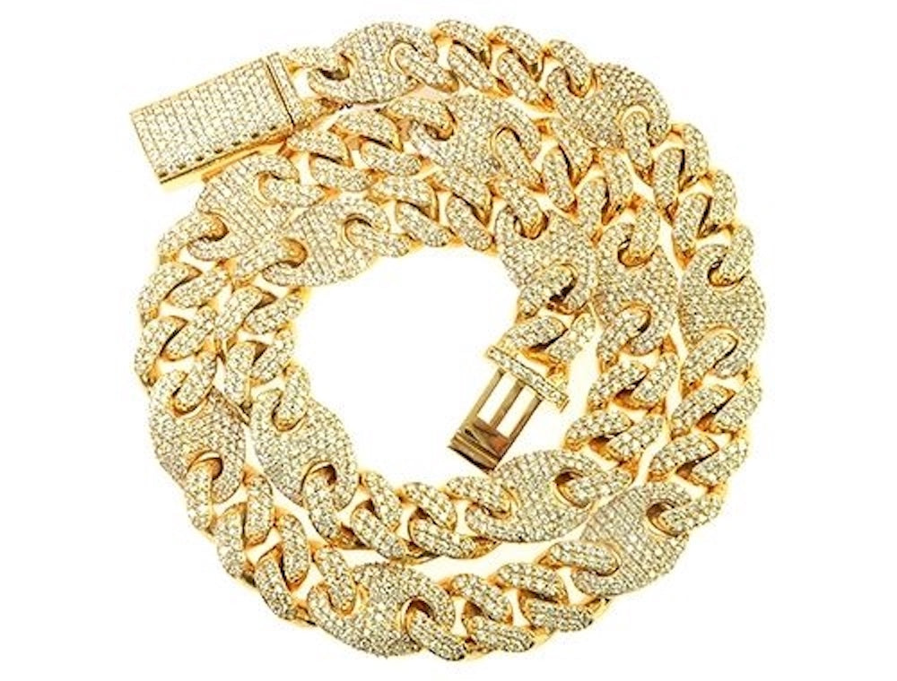 18K Gold Link Cz Necklace