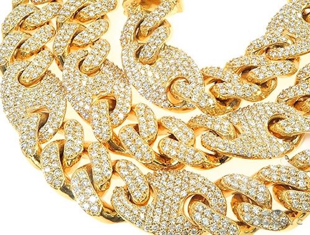 18K Gold Link Cz Necklace