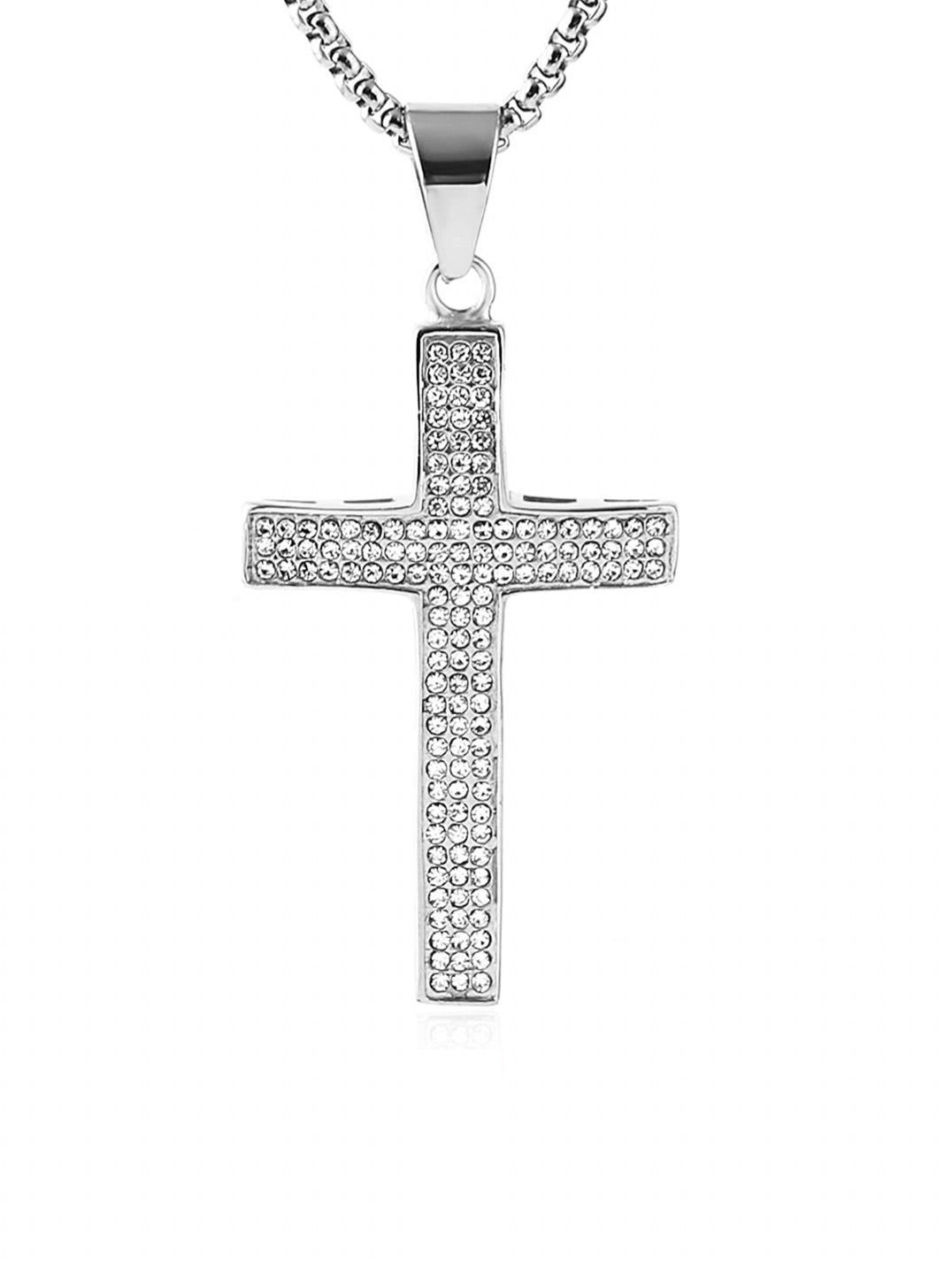 18k Gold Embellished Cz Cross Necklace