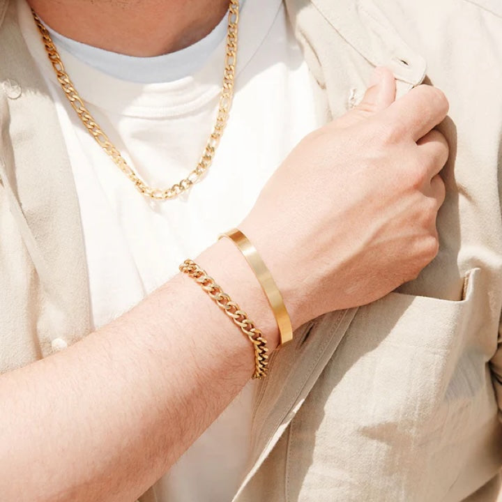 18K Gold Chain Figaro Link Necklace