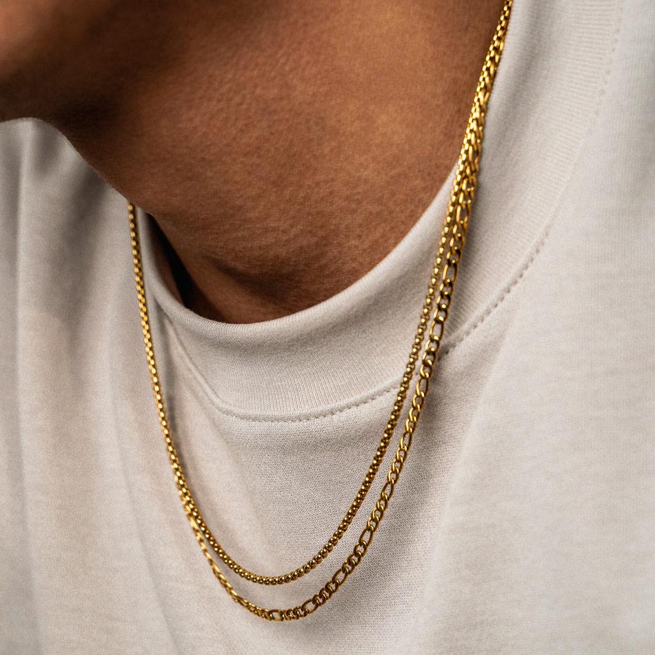 18K Gold Chain Figaro Link Necklace